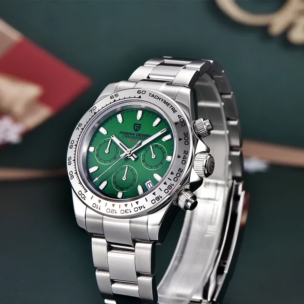 PAGANI DESIGN Nuovo orologio da polso al quarzo da uomo con lunetta in acciaio inossidabile, cronografo di lusso con vetro zaffiro VK63, orologio da uomo reloj hombre