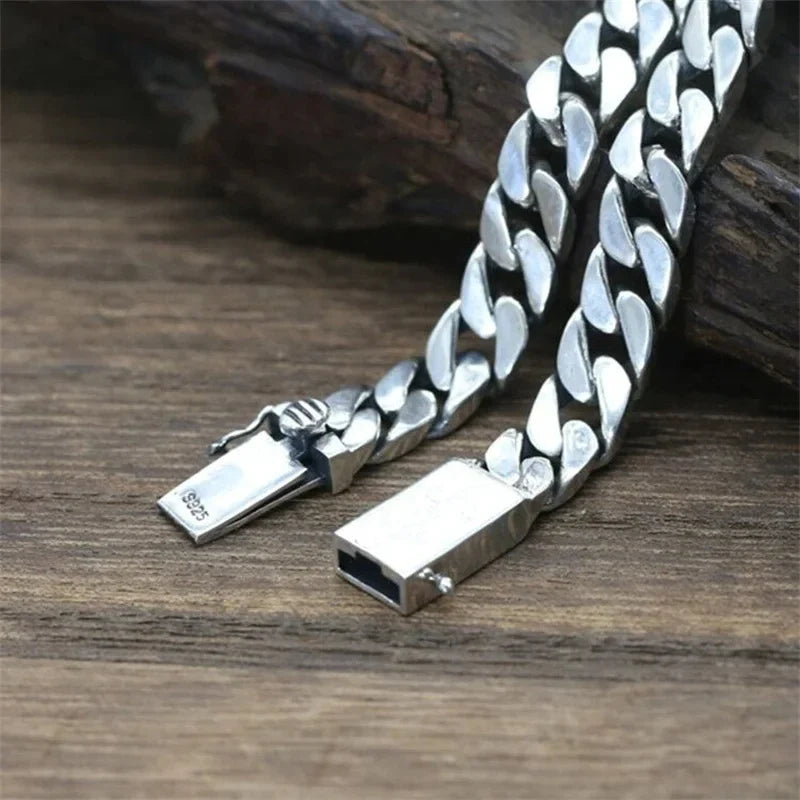 100% S925 Collana in argento sterling Bracciale Punk S925 Gioielli in argento Non sbiadisce mai Carry certificato Uomo Donna Gioielli Regali