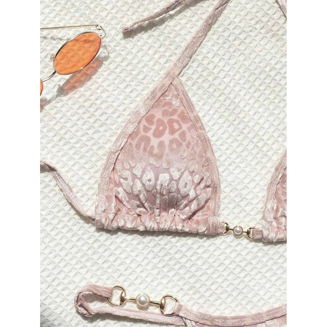 S-XL Leopard Halter Mini Micro Perizoma Bikini Donna Costumi da bagno Costume da bagno femminile Bikini a due pezzi Bagnante Costume da bagno Swim V5207