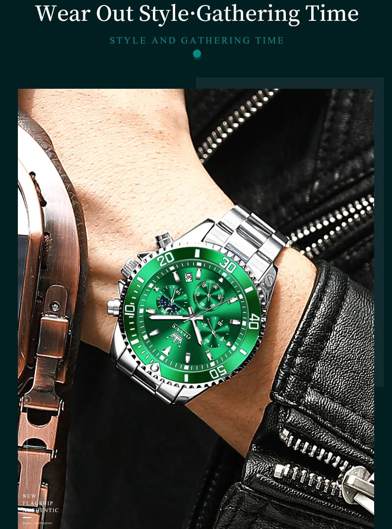 OLEVS Orologi da uomo Orologio di lusso delle migliori marche da uomo Cronografo originale impermeabile in acciaio inossidabile Fasi lunari Data Quadrante Rota