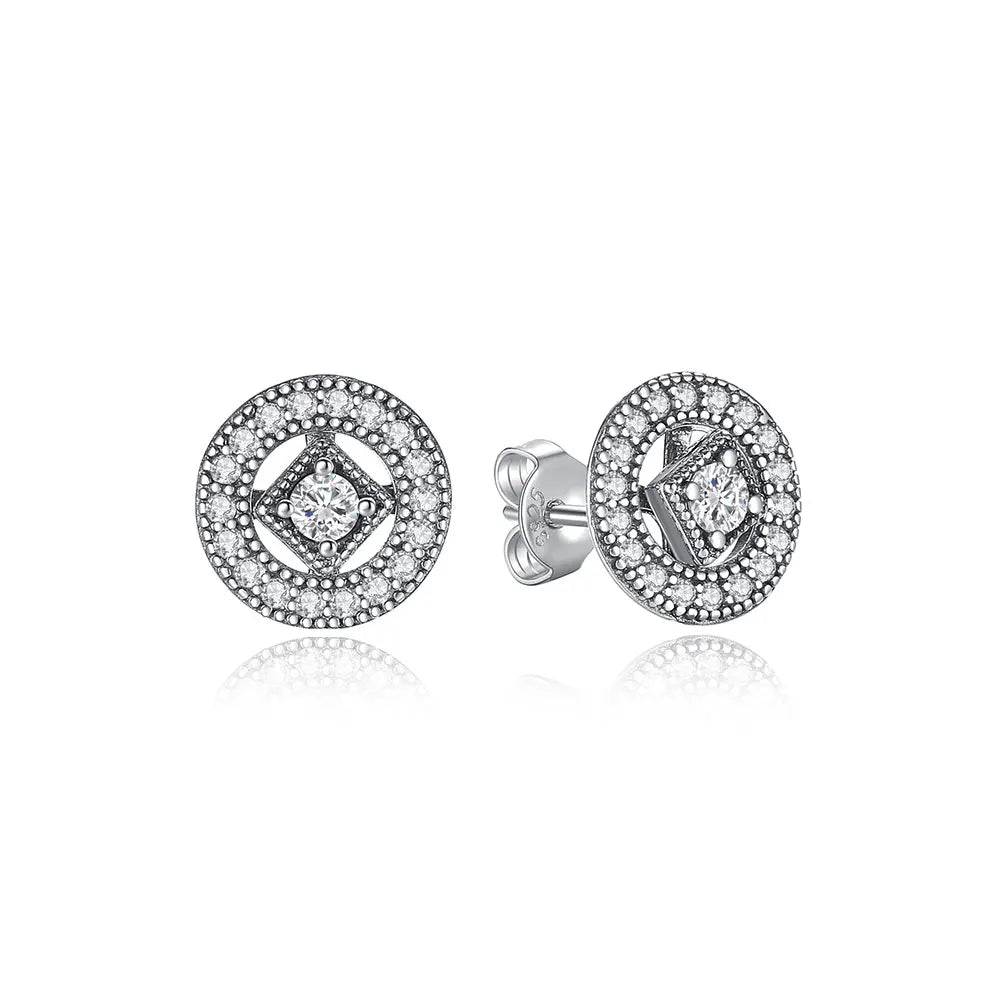 Orecchini Originali in Argento Sterling 925, Modello 2026, a Perno e a Cerchio con Cristalli, per Donna, in Oro Rosa, con Corona, Cuore, Infinito, Ape, Gioielli