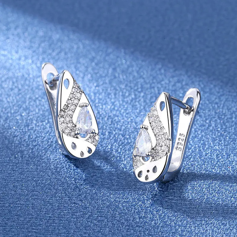 Orecchini in argento sterling 925 gioielli di alta qualità retrò modello semplice orecchini con zirconi bianchi viola vendita calda