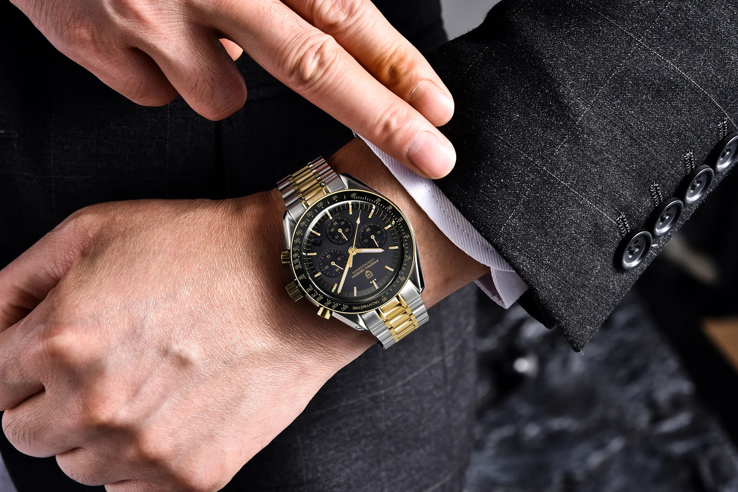 PAGANI DESIGN 500 Orologio da Uomo di Lusso con Cronografo Sportivo, Quadrante Tondo, Vetro Zaffiro AR, Movimento Giapponese, Acciaio 316L, Luminoso