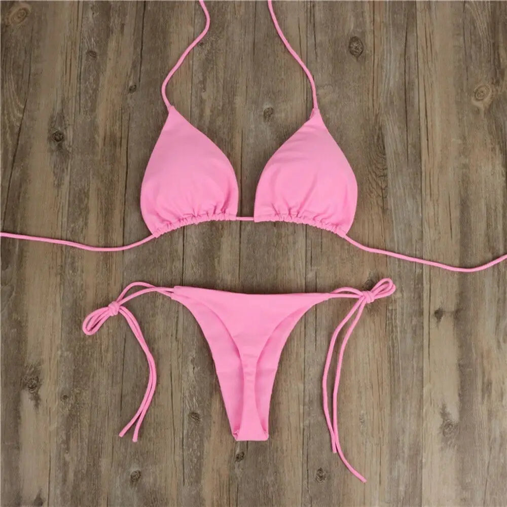 Moda tinta unita Sexy perizoma perizoma Backless Split costume da bagno costume da bagno brasiliano costumi da bagno Bikini Set