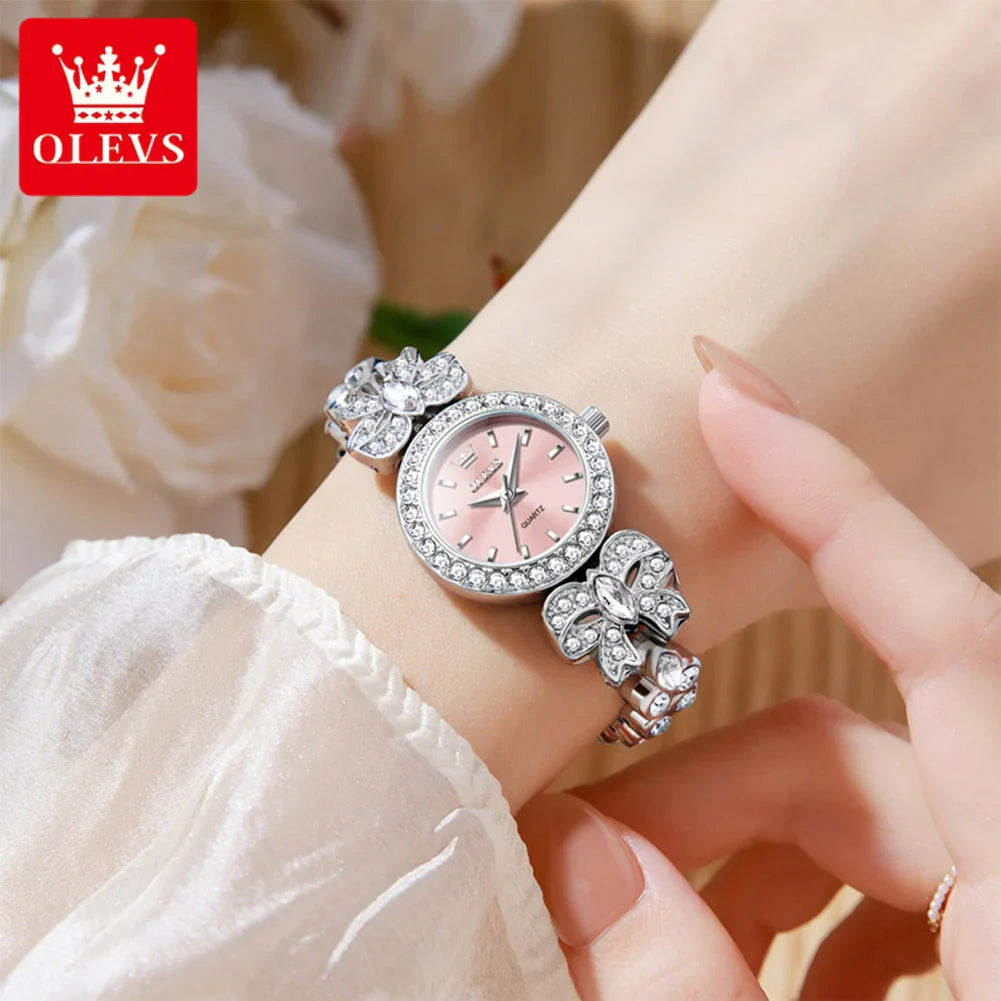 OLEVS 5887 Orologi da donna Elegante orologio al quarzo originale Orologi luminosi impermeabili per regalo donna Cinturino con diamanti Reloj Mujer