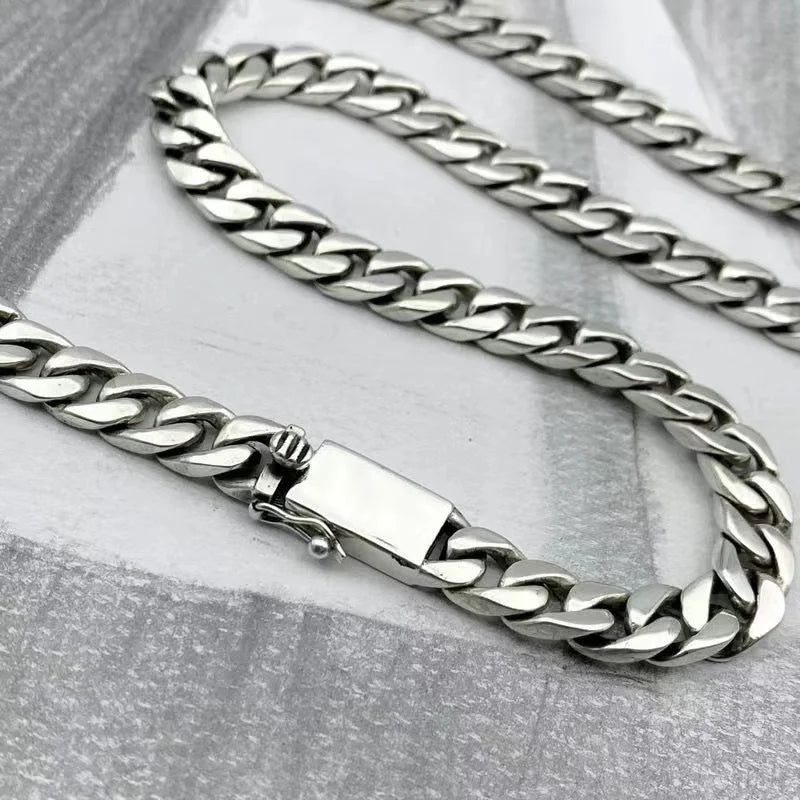100% S925 Collana in argento sterling Bracciale Punk S925 Gioielli in argento Non sbiadisce mai Carry certificato Uomo Donna Gioielli Regali