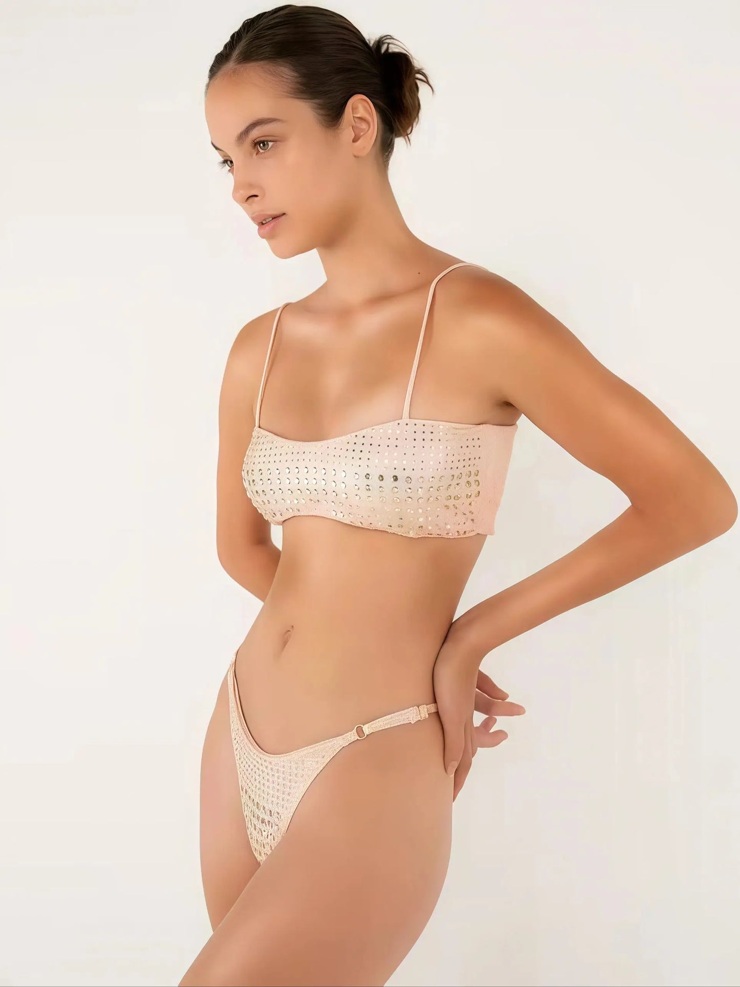 2025 Diamante Bikini Donne Sexy Costume Da Bagno A Fascia Biquini Push Up Costumi Da Bagno Femminile Lucido Costumi da Bagno Floreale Tuta Beachwear