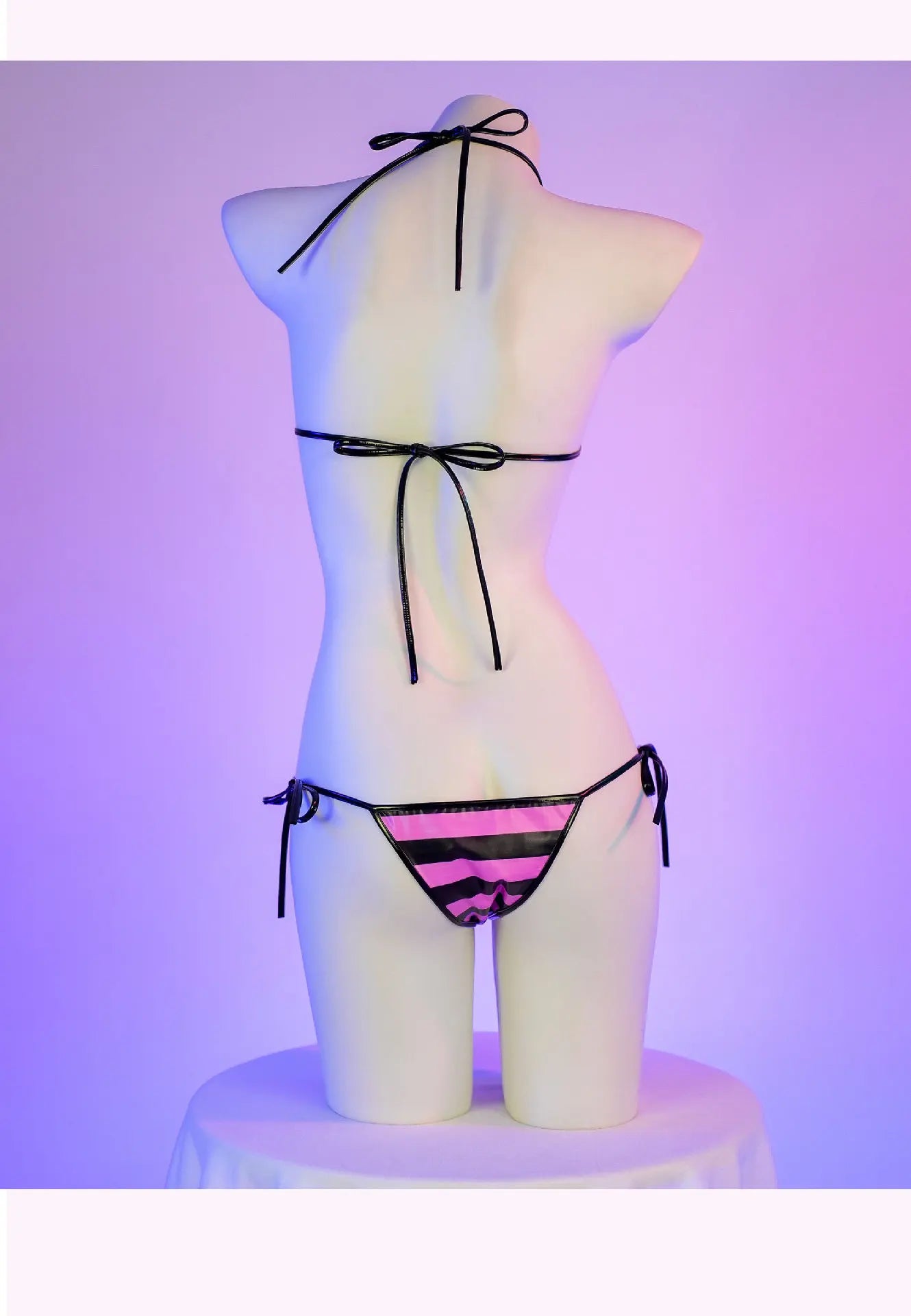 Set bikini in pelle con stampa a strisce classiche Nuovo costume da bagno sexy con fasciatura Costumi da bagno donna Costumi da bagno estivi Costume da bagno taglio alto