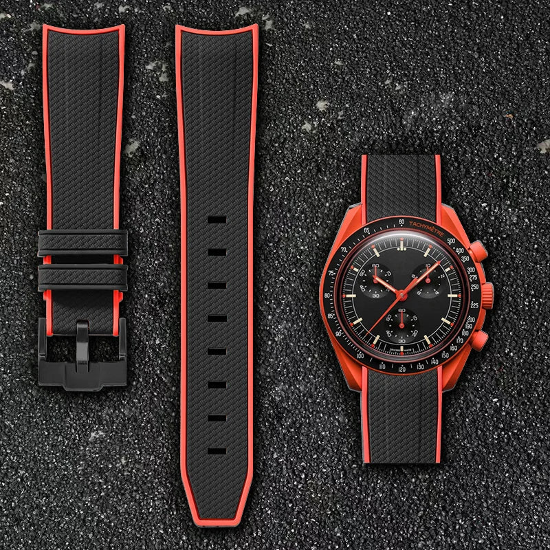 Per Omega Swatch 20mm Curva cinturino per orologio Speedmaster MoonSwatch Planet Snoopy cinturino cinturino a sgancio rapido braccialetto in gomma