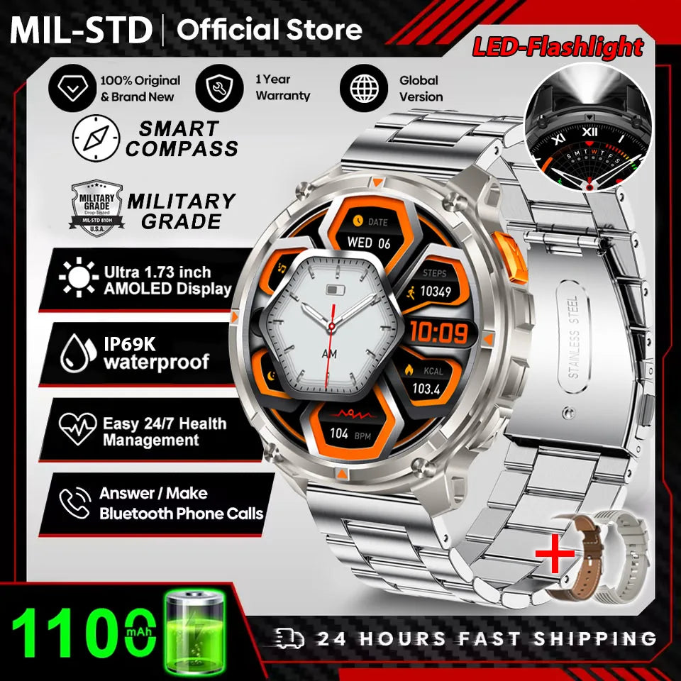 Nuovo T-Rex3 Ultra 1100mAh Batteria Smart Watch GPS Track Bussola IP69K Impermeabile Sport tracker All'aperto Militare Smartwatch
