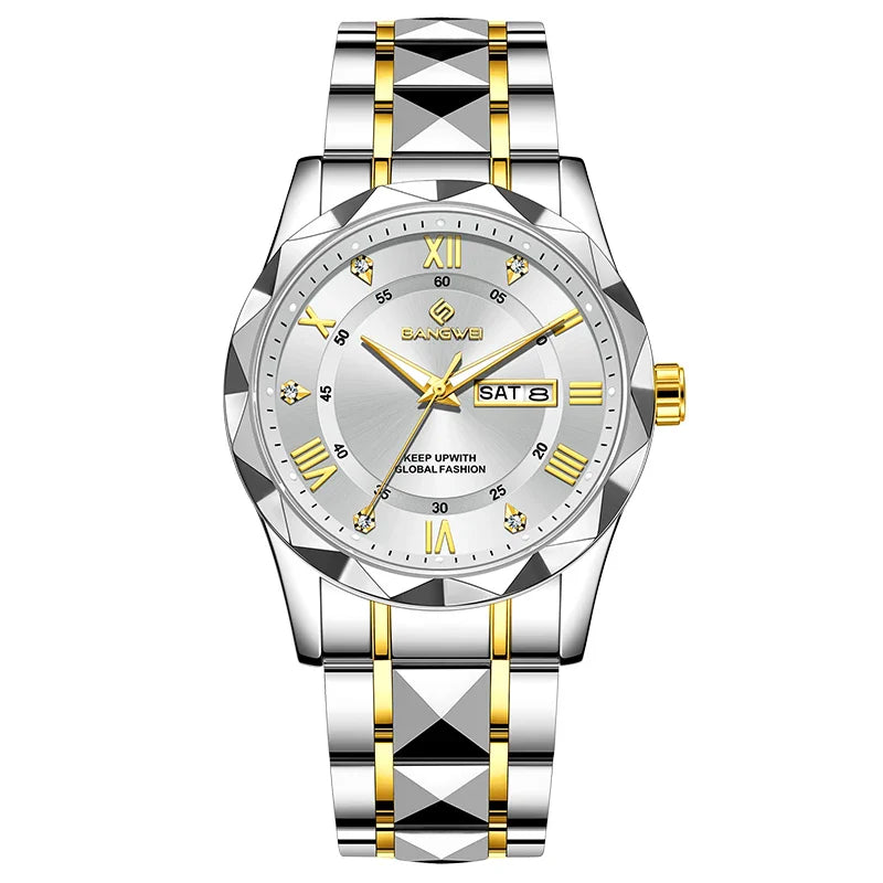 BANGWEI Orologio da donna elegante e lussuoso al quarzo, orologio da polso classico e semplice in acciaio inossidabile, con data automatica, impermeabile, con diamanti