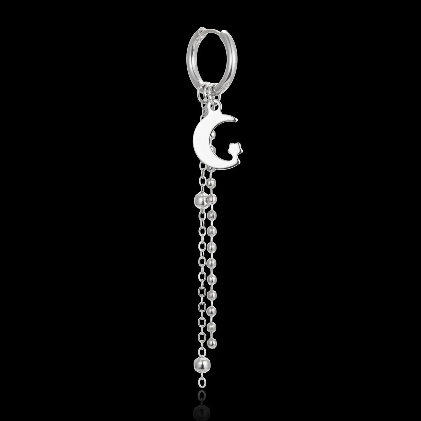 KPOP Orecchini coreani in acciaio inossidabile Donna Uomo Luna Piuma Catena Croce Orecchini punk geometrici Gioielli Hip Hop Unisex