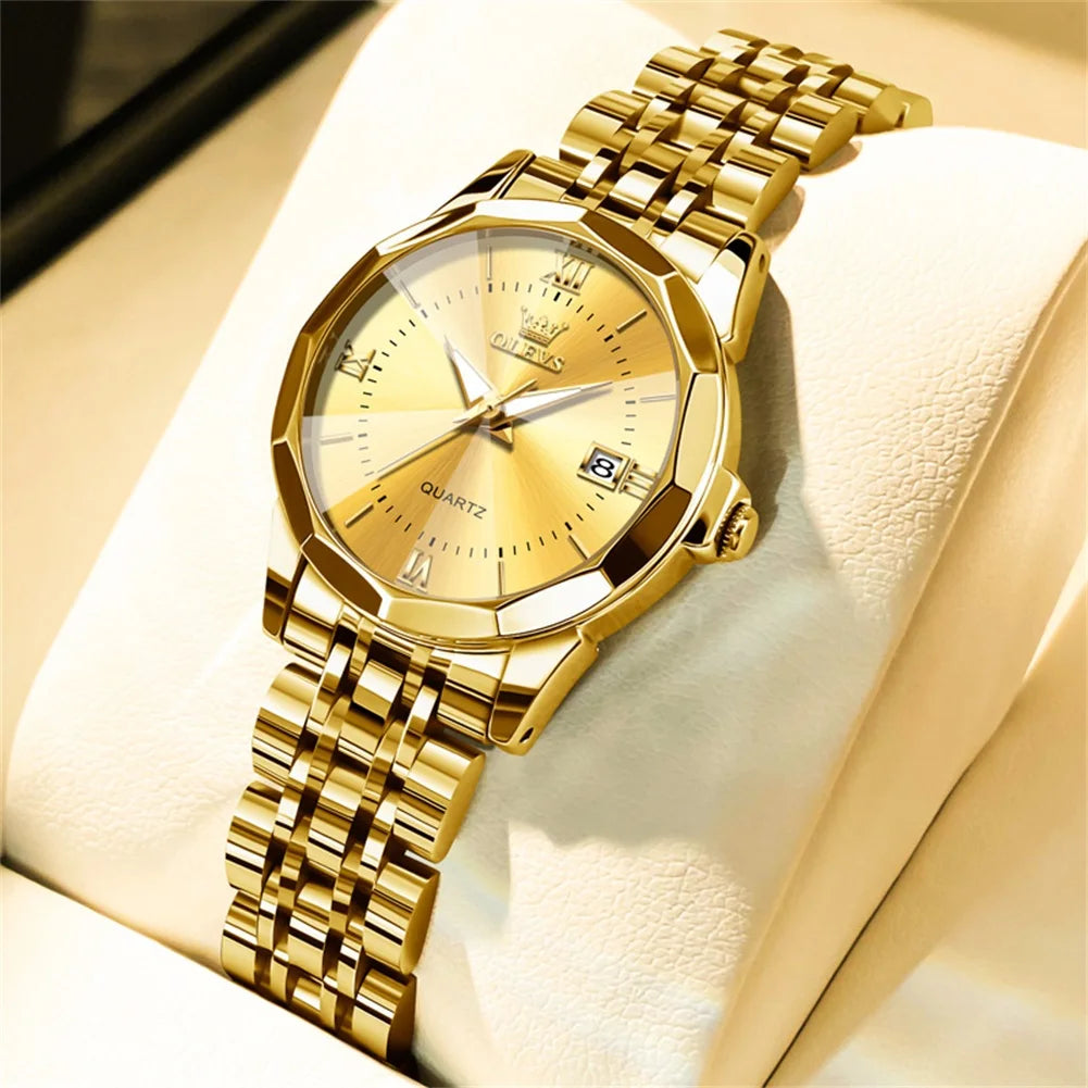 OLEVS 9931 Elegante Orologio da Donna di Lusso, Marca Originale, Movimento al Quarzo, Impermeabile, in Acciaio Inossidabile, Luminoso con Data