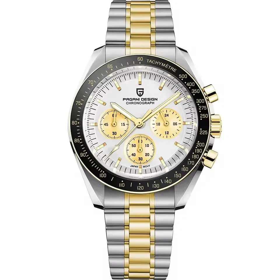 PAGANI DESIGN 500 Orologio da Uomo di Lusso con Cronografo Sportivo, Quadrante Tondo, Vetro Zaffiro AR, Movimento Giapponese, Acciaio 316L, Luminoso