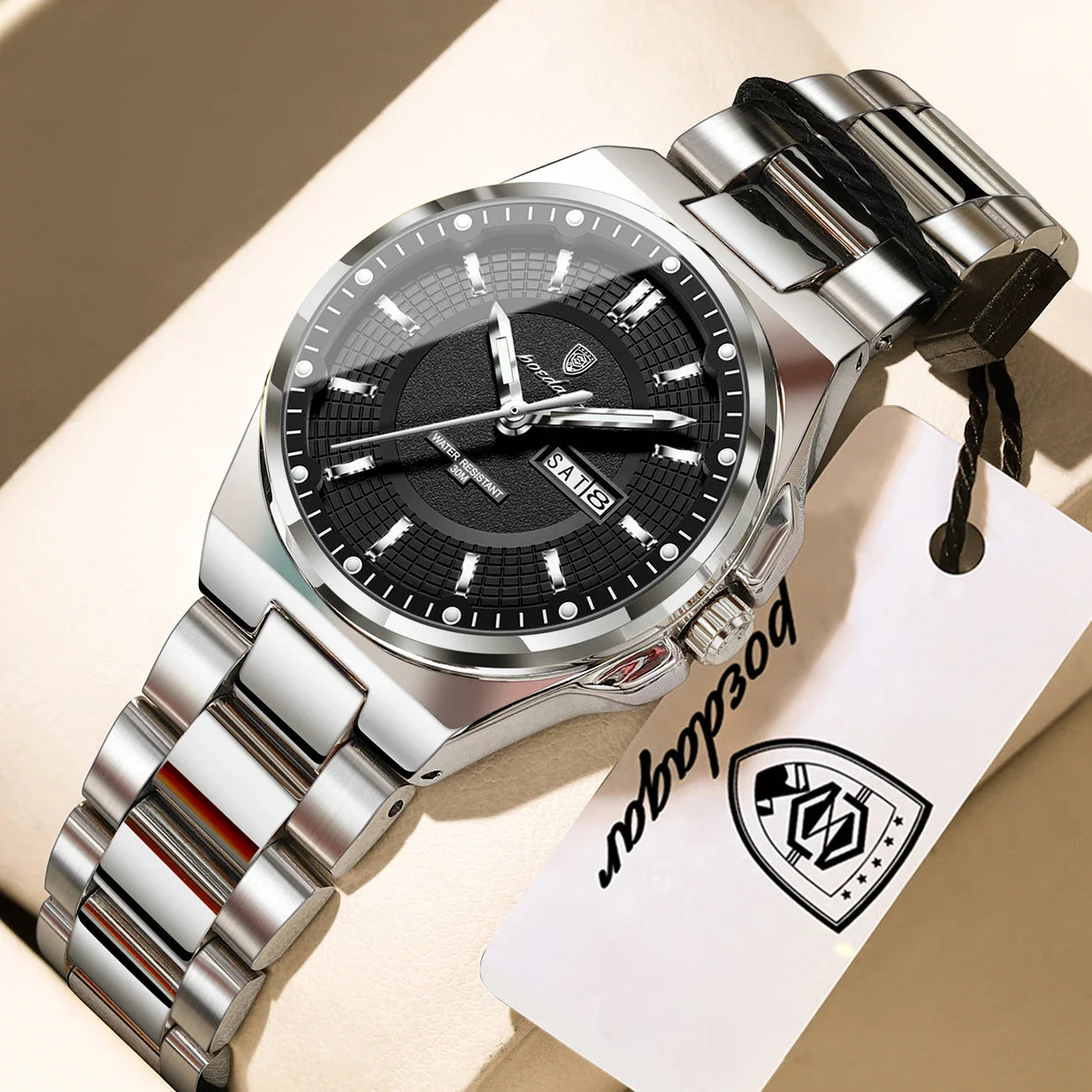 Orologio da Donna POEDAGAR Elegante con Data e Giorno della Settimana, Movimento al Quarzo, Acciaio Inossidabile, Luminoso e Impermeabile