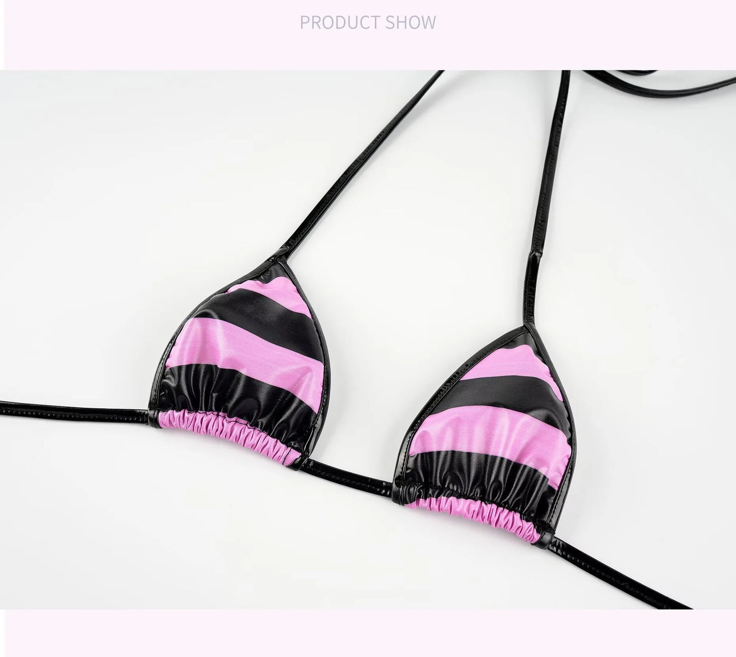 Set bikini in pelle con stampa a strisce classiche Nuovo costume da bagno sexy con fasciatura Costumi da bagno donna Costumi da bagno estivi Costume da bagno taglio alto