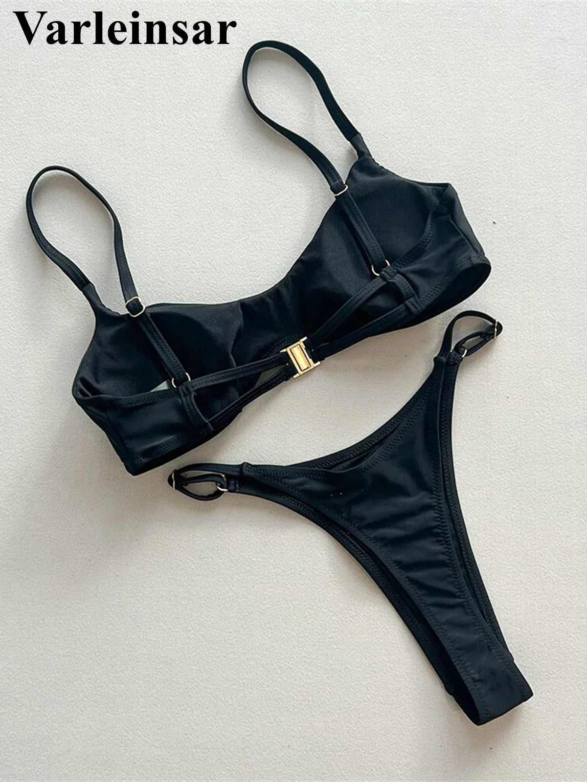 Anello in metallo Mini Micro perizoma Bikini Donna Costumi da bagno Costume da bagno femminile Bikini a due pezzi Costume da bagno imbottito Costume da bagno V7513