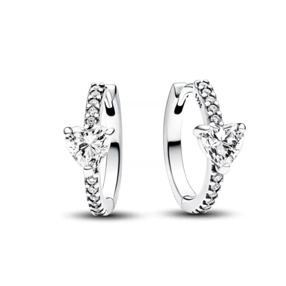 2025 Orecchini a cerchio in cristallo per le donne Orecchini gioielli Farfalla rosa Bule Moon Star Orecchini originali in argento sterling 925