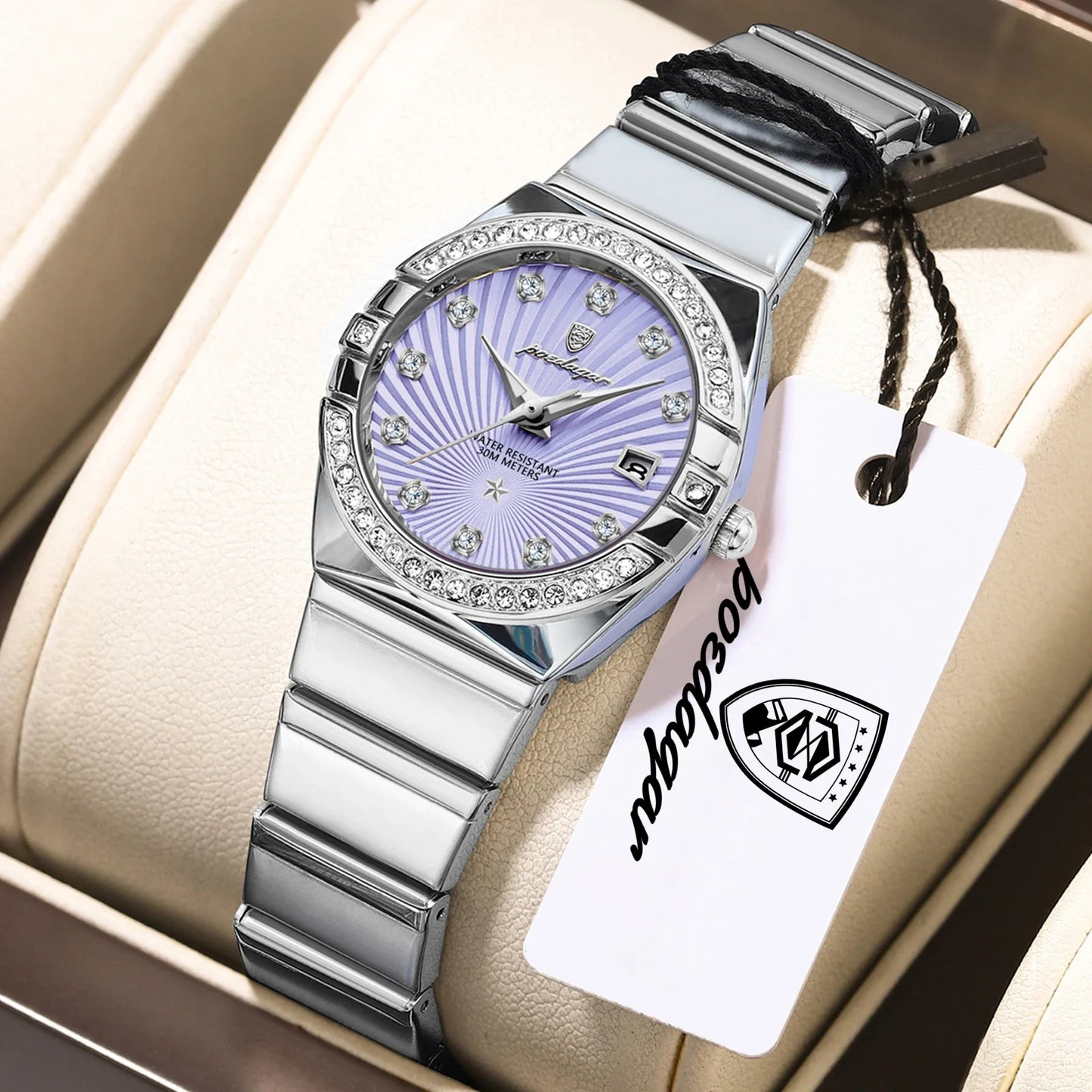 Orologio da donna POEDAGAR, raffinato, impermeabile, luminoso, con datario, in acciaio inossidabile, elegante orologio da polso al quarzo per donna.