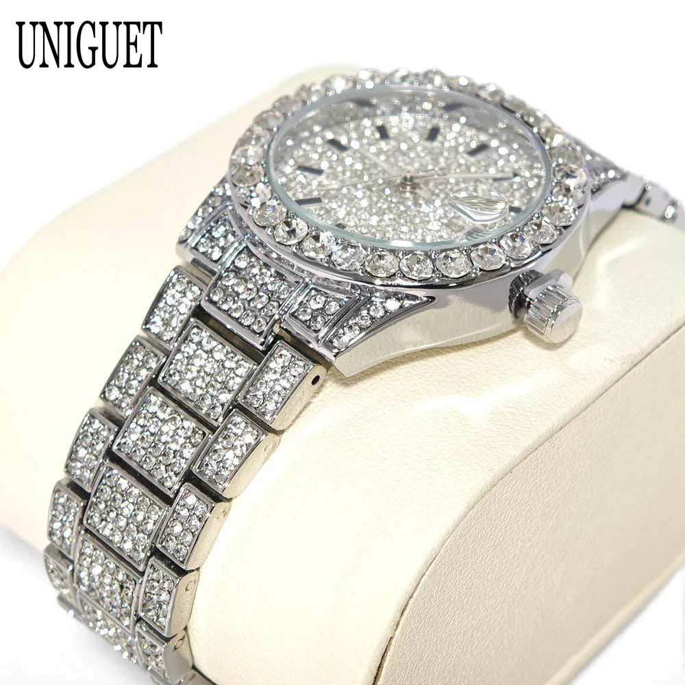 Orologio da Donna UNIGUET di Lusso alla Moda, Elegante Quadrante Piccolo con Diamanti Rosa, Mini Orologio da Polso al Quarzo Bling-Bling da Donna, Regalo