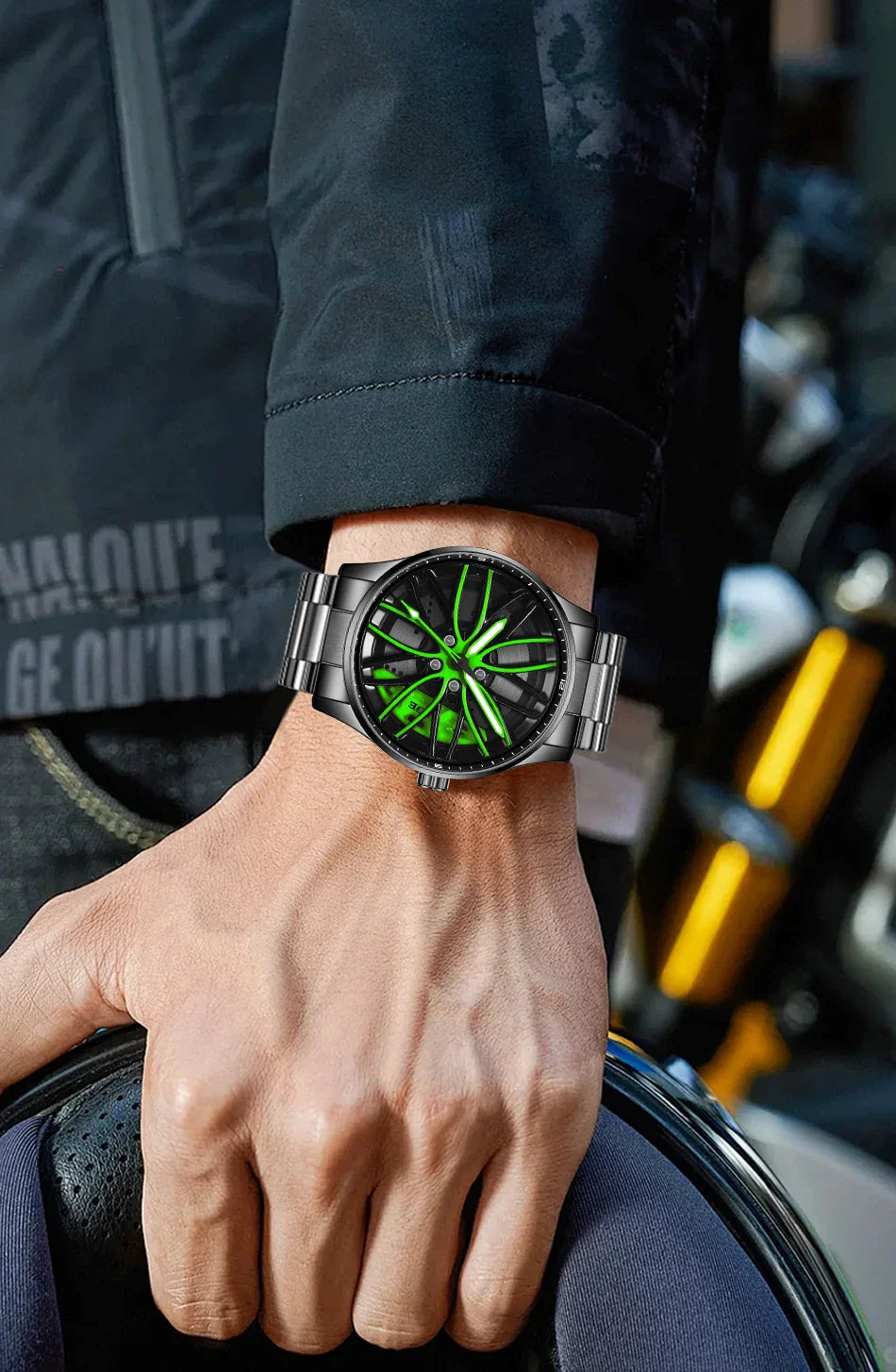 Orologio da Uomo LIGE di Lusso al Quarzo, Sportivo, Impermeabile, in Acciaio Inossidabile, Luminoso, con Quadrante a Forma di Ruota d'Auto, Elegante Orologio da Uomo per Affari