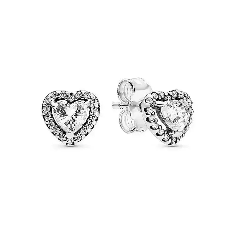Orecchini in Argento Puro 925 con Zirconi a Forma di Cuore, Stella, Luna e Cerchio, Gioielli per Donne, Regalo per Compleanno, Festa della Mamma, Accessori