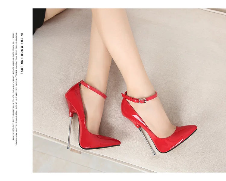 Sexy 16cm Extreme High Heels Pumps Shoes Woman Fashion Key Black Red Heeled Dance Party Wedding Office Shoes Ladies Large Size