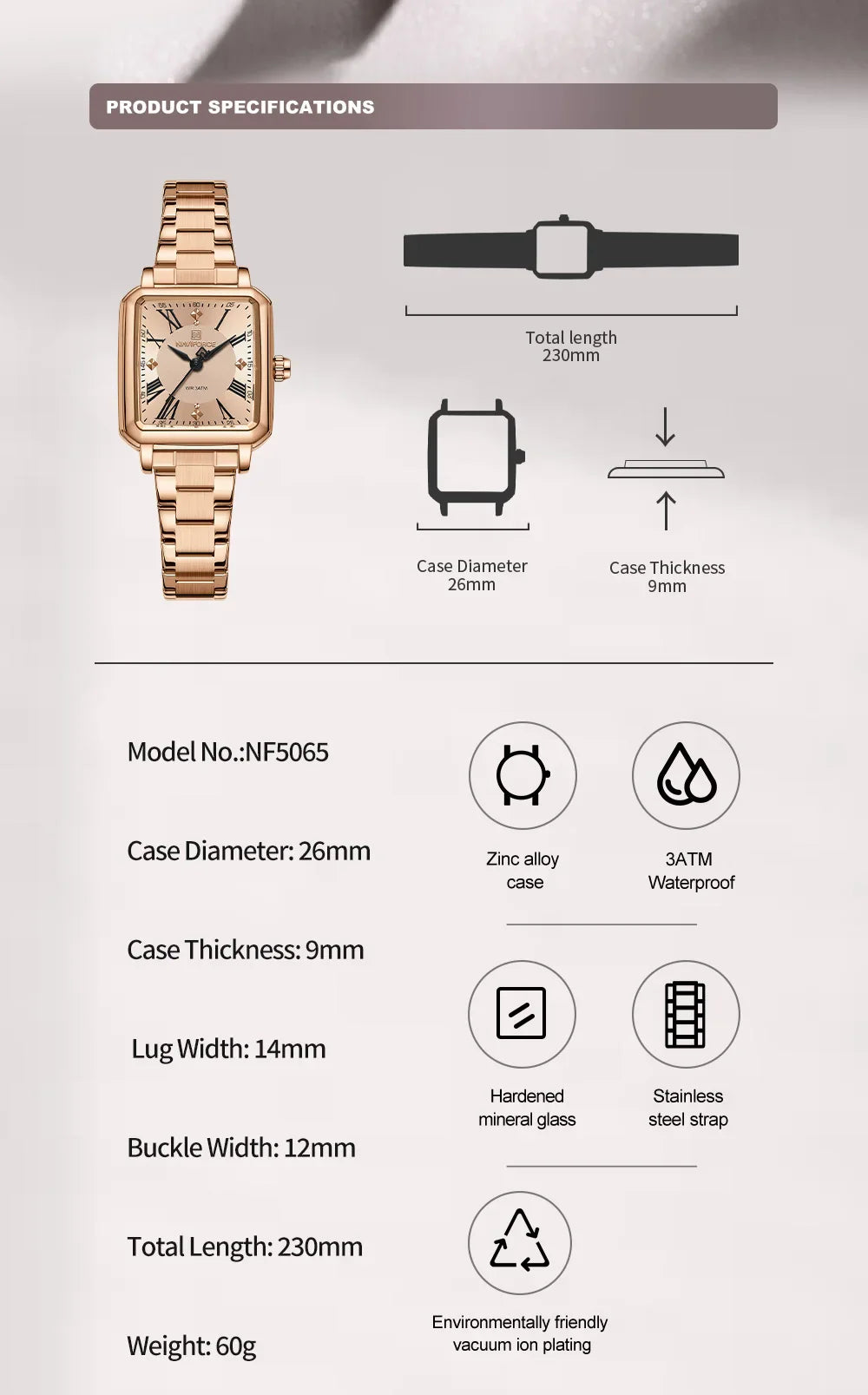 NAVIFORCE Orologio da donna alla moda per donna Orologio da polso da donna casual impermeabile al quarzo in acciaio inossidabile da regalare alla fidanzata 2025