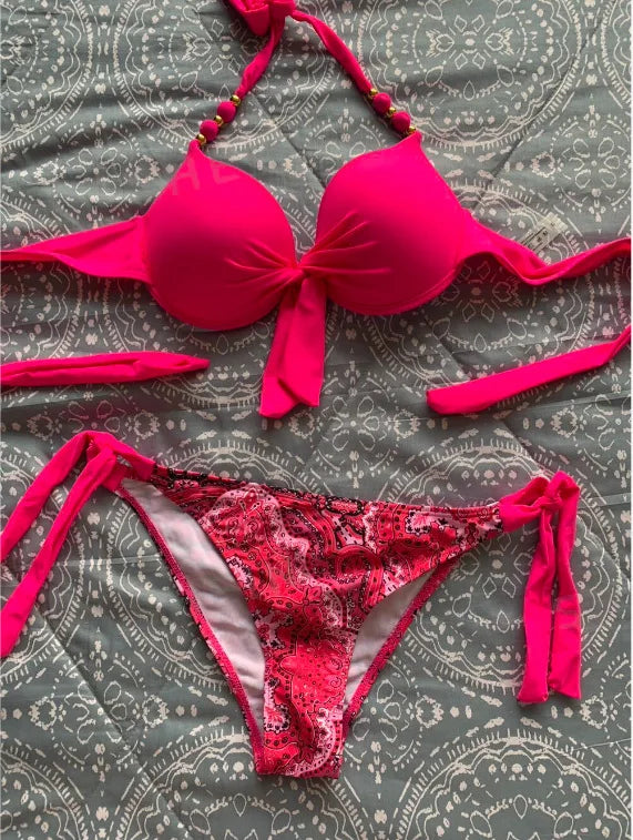 Sexy Push Up Bikini 2024 Costume da bagno donna Due pezzi Costumi da bagno Perizoma femminile Bikini Set Nuoto per costumi da bagno Biquini brasiliano