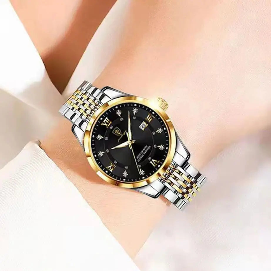 POEDAGAR Orologio da donna di lusso Orologio da donna impermeabile in acciaio inossidabile con data luminosa Orologi al quarzo da donna semplici e casual alla moda