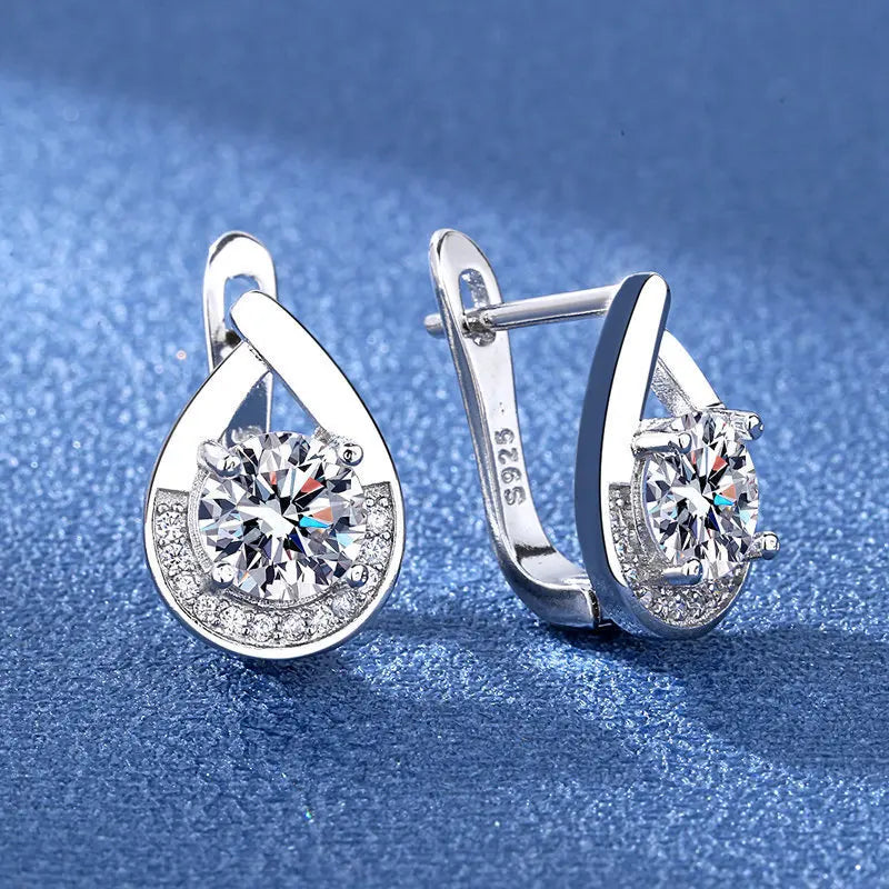 Orecchini in argento sterling 925 gioielli di alta qualità retrò modello semplice orecchini con zirconi bianchi viola vendita calda