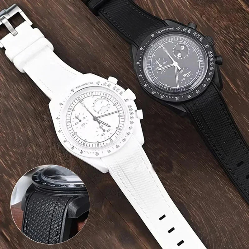 Cinturino in gomma per Swatch X Omega Joint MoonSwatch Cinturino sportivo impermeabile da 20 mm Cinturino con estremità curva in silicone per uomo donna