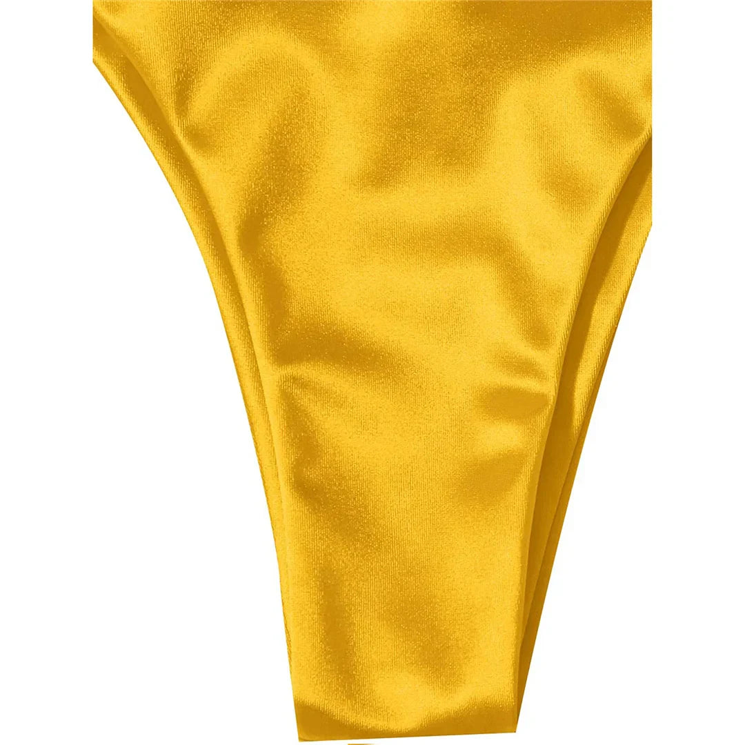 Sexy 13 colori Halter Satin Bikini brasiliano Donna Costumi da bagno Costume da bagno femminile Bikini a due pezzi Bagnante Costume da bagno Swim V4966