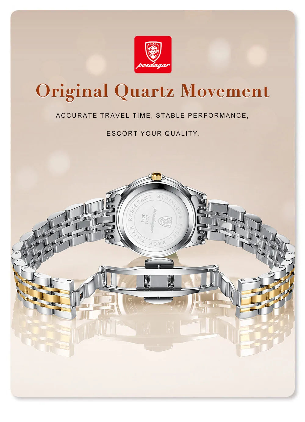 POEDAGAR orologi da donna di marca di lusso impermeabile luminoso data settimana orologio al quarzo per donna orologio da donna di moda in acciaio inossidabile