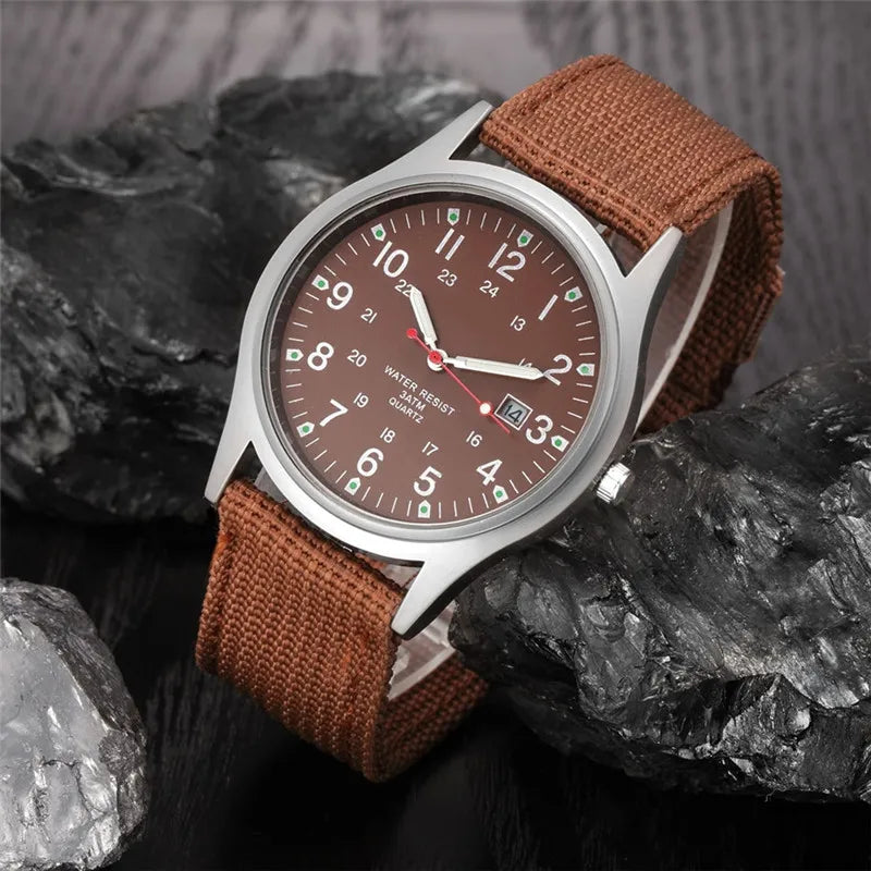 Ragazzi marca orologi economici uomo moda casual cinturino in nylon sport esercito regali data orologio da polso al quarzo fluorescente Relogio Masculino