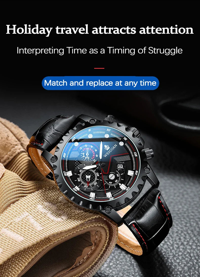 Orologio da uomo Black Warrior autentico alla moda in acciaio inossidabile impermeabile calendario luminoso orologio al quarzo moda maschile orologi regalo