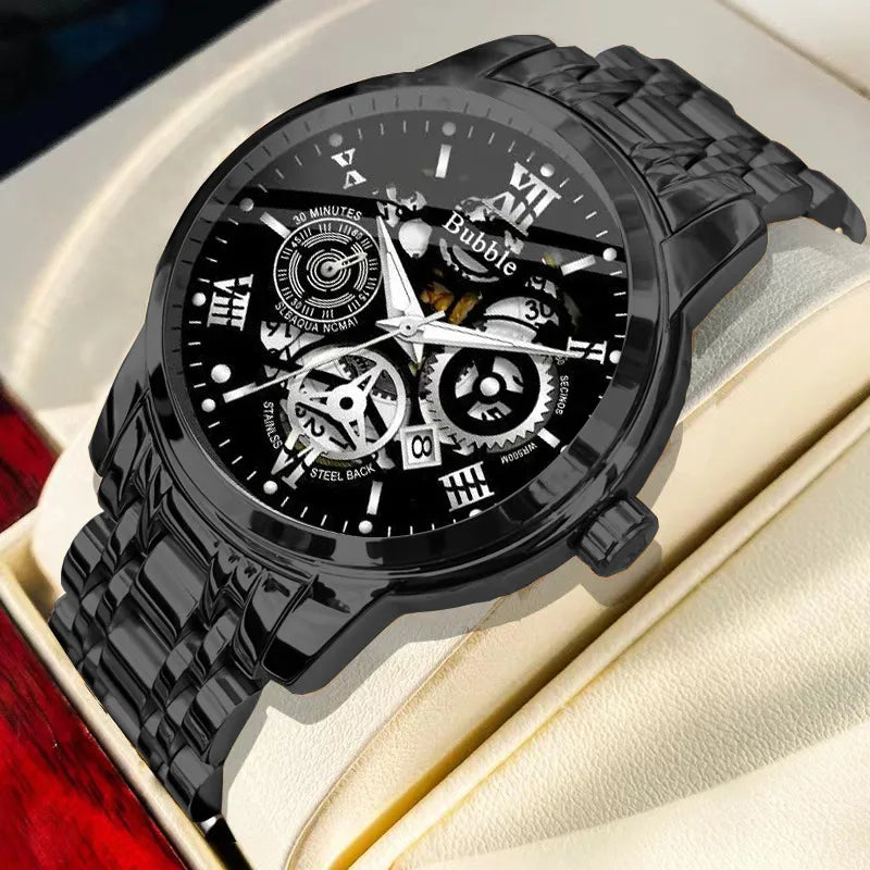 Orologio UTHAI da uomo Orologio da polso al quarzo versatile di lusso leggero e di fascia alta alla moda Orologio da uomo vuoto romano impermeabile