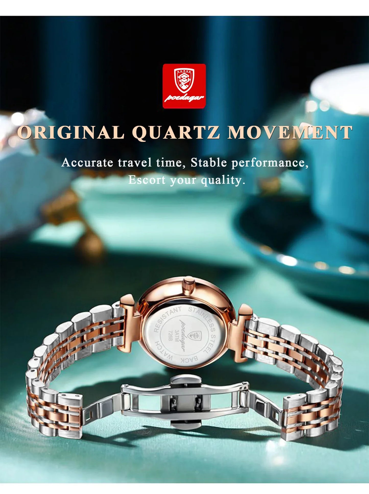 POEDAGAR Orologio da polso originale alla moda per donna Orologio da donna al quarzo con data in acciaio inossidabile impermeabile Orologi da donna casual di lusso