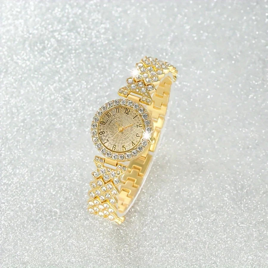 2 pezzi e 1 pezzo elegante orologio in cristallo orologio al quarzo con cinturino in cristallo pieno di lusso semplice alla moda in acciaio inossidabile