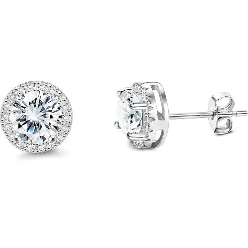Drperfect Orecchini in argento con zirconi cubici per donna Uomo Orecchini a bottone delicati ipoallergenici placcati in oro 14 carati