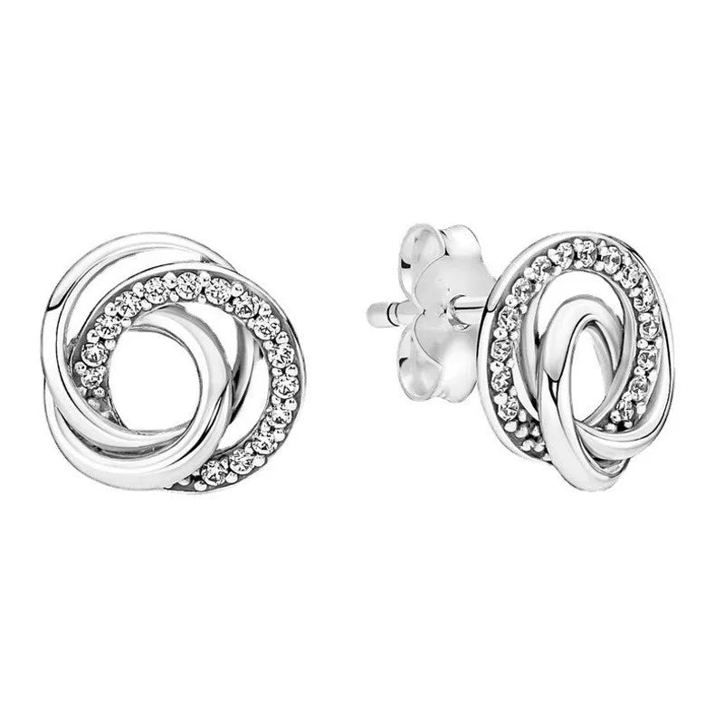 2025 Orecchini a cerchio in cristallo per le donne Orecchini gioielli Farfalla rosa Bule Moon Star Orecchini originali in argento sterling 925