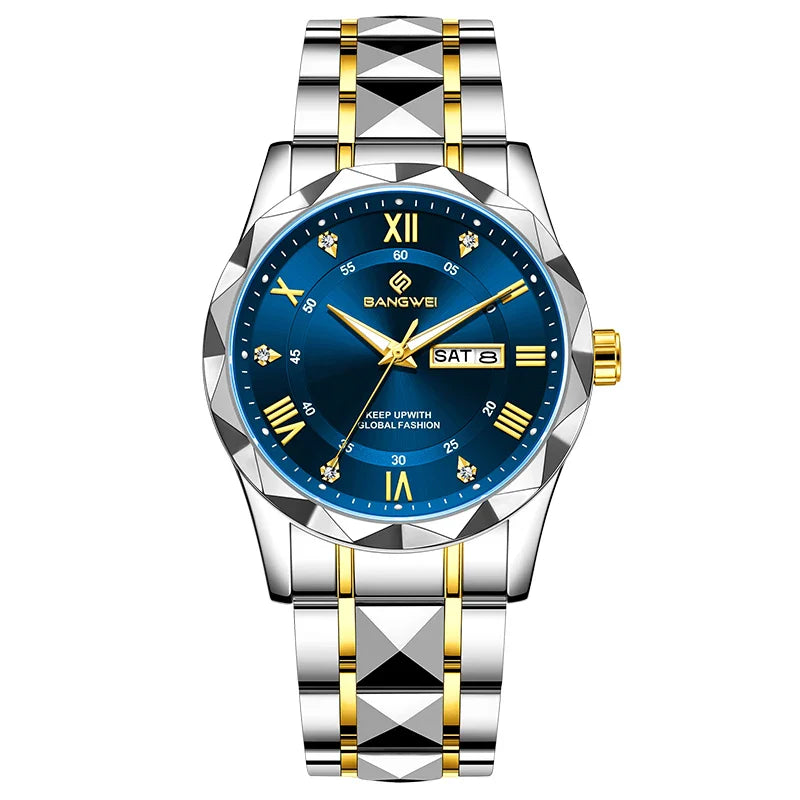 BANGWEI Orologio da donna elegante e lussuoso al quarzo, orologio da polso classico e semplice in acciaio inossidabile, con data automatica, impermeabile, con diamanti