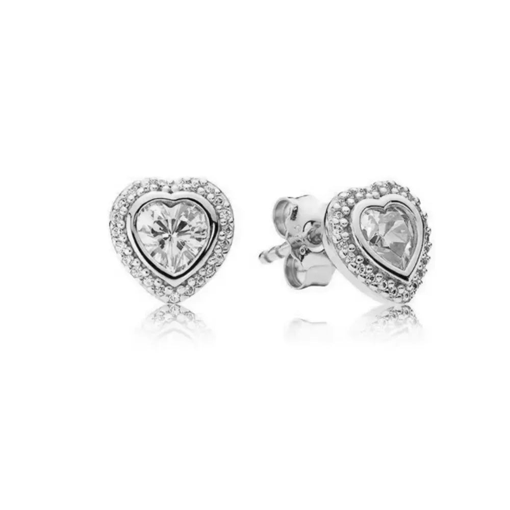 Orecchini e Ciondolo con Zirconi Scintillanti, Combinazione Fiore di Ciliegio e Farfalla, Orecchini in Argento 925, Regalo Ideale per Donne