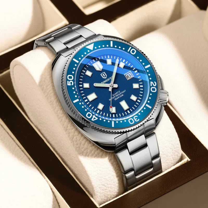 QINGXIYA Orologi al quarzo da uomo di lusso delle migliori marche Cinturino in acciaio inossidabile di alta qualità Orologio sportivo di moda con data luminosa impermeabile