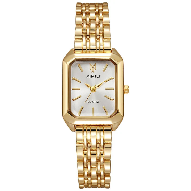 2025 Orologio da polso con cinturino in acciaio inossidabile di marca calda Orologio da polso al quarzo regalo di lusso da donna Orologio da polso al quarzo quadrato semplice moda studente