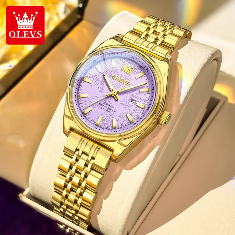 Orologio OLEVS 3703 da donna, elegante orologio al quarzo da donna, marca di alta gamma, impermeabile, luminoso, con calendario, orologio da polso di lusso per signora.