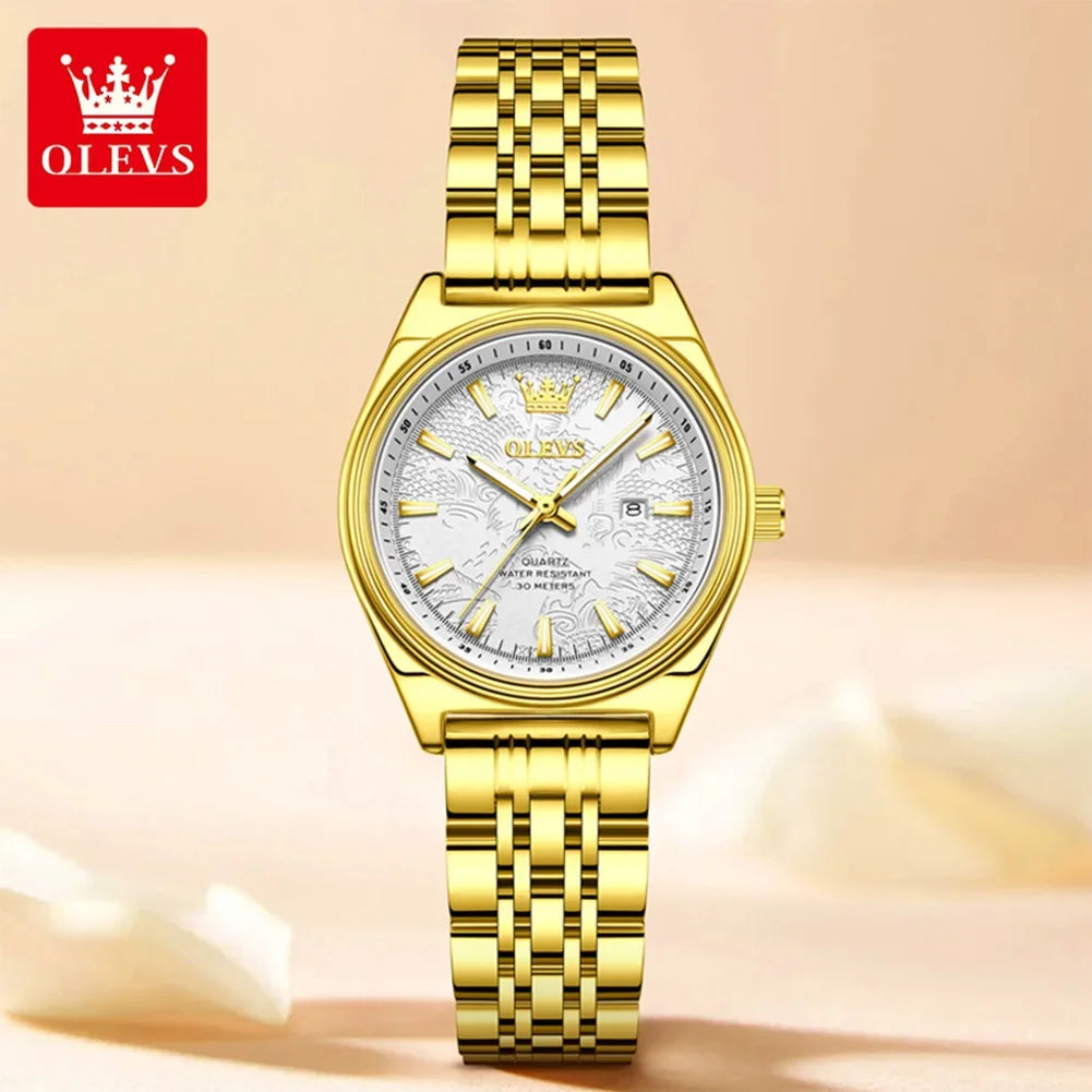 OLEVS 3703 Orologio da donna Orologio al quarzo con calendario di lusso Orologio da polso da donna impermeabile con specchio ad alta durezza 30M