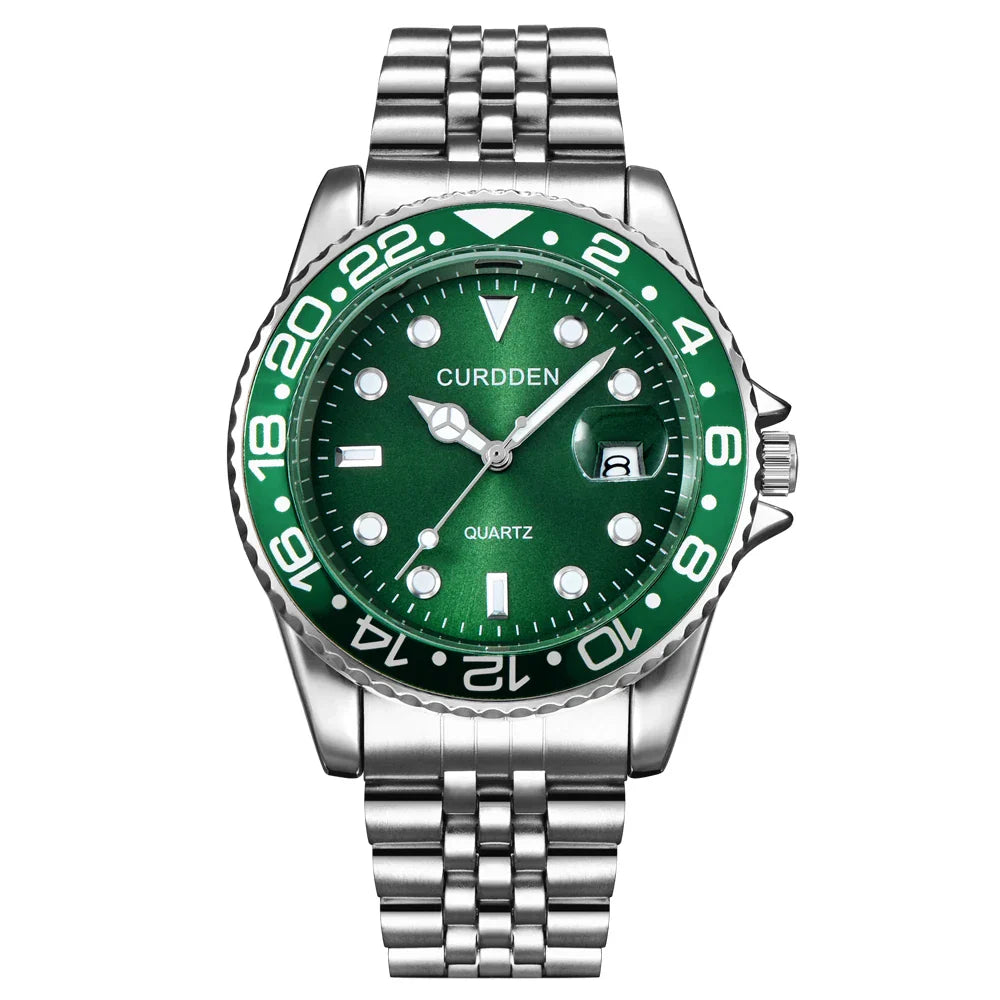 Orologi di marca CURDDEN dal design originale per uomo Orologio al quarzo con data dorata in acciaio inossidabile pieno di moda Erkek Kol Satleri Relogio