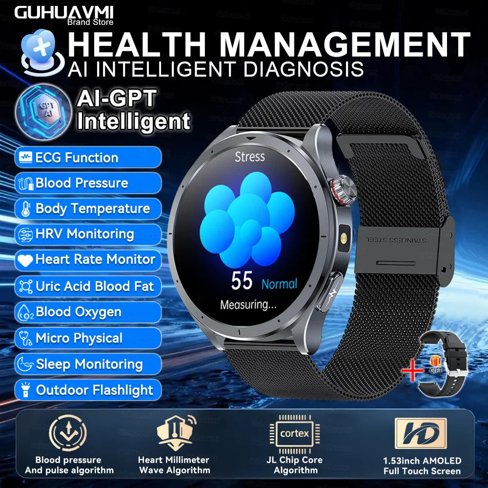 Nuovo Smartwatch 2026 per Analisi del Grasso Corporeo, ECG+PPG, Acido Urico, Pressione Sanguigna, Ossigeno nel Sangue, Orologio con Chiamate per Uomini e Donne