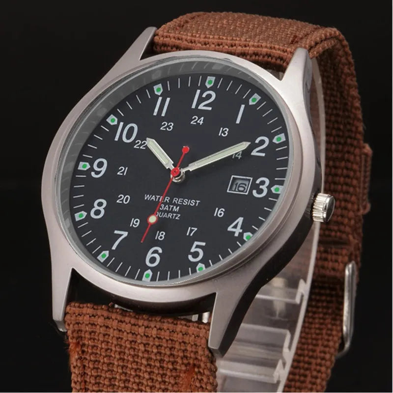 Ragazzi marca orologi economici uomo moda casual cinturino in nylon sport esercito regali data orologio da polso al quarzo fluorescente Relogio Masculino